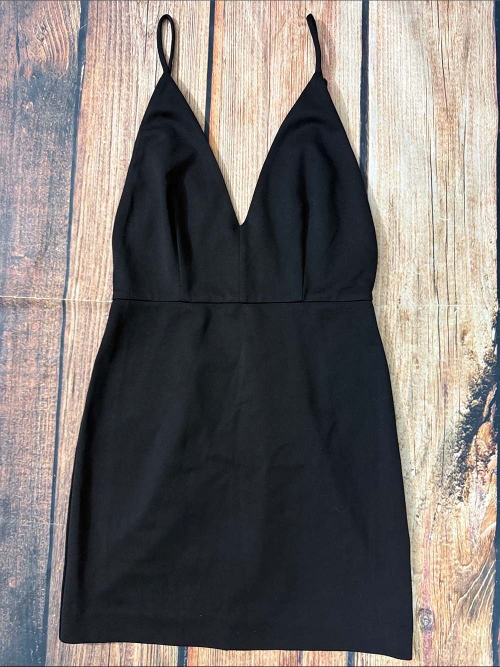 NBD Black Deep V-Neck Spaghetti Strap Mini Dress | Size S